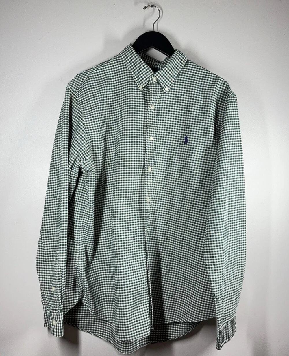 Ralph Lauren Shirt Mens XL Green Check Long Sleeve Button Down Pony Logo